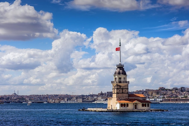 Bosphorus with famous Maiden Tower Kiz Kulesi in Istanbul