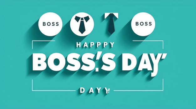 Photo boss day handwritten text blue background