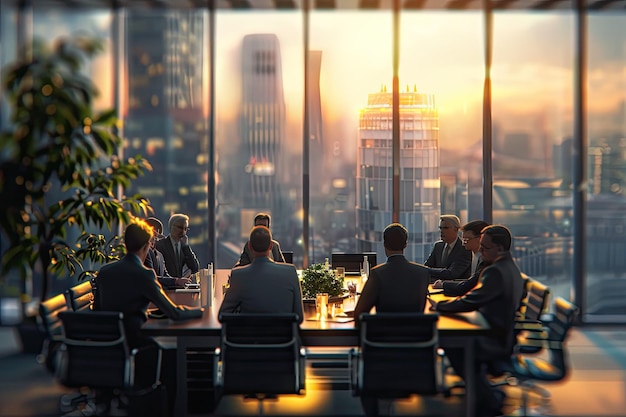 Boss Meeting with Office Employees on Top Floor