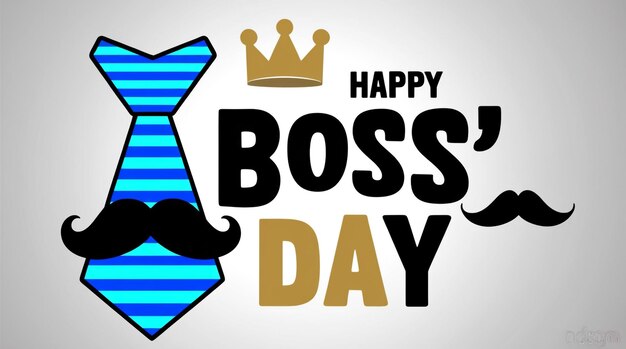 Bosss Day card with crown tie and mustache Vector