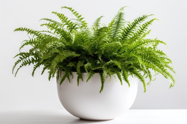 Boston Fern Nephrolepis Exaltata In A White Pot On A White Background Generative AI