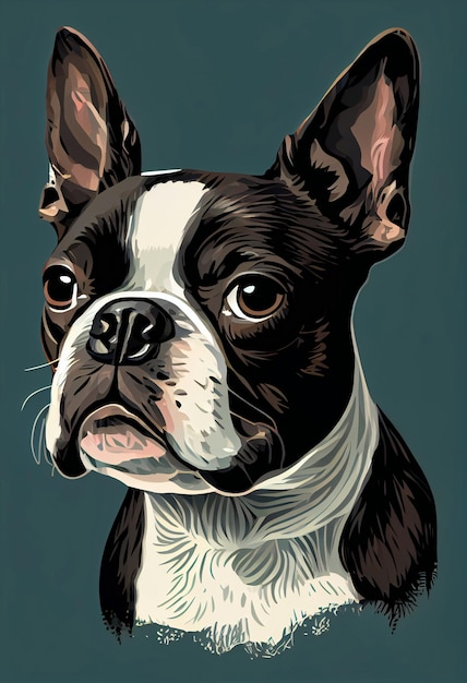 Boston Terrier Portrait Cute Puppy Dog High Quality Print vector Art Graphic print