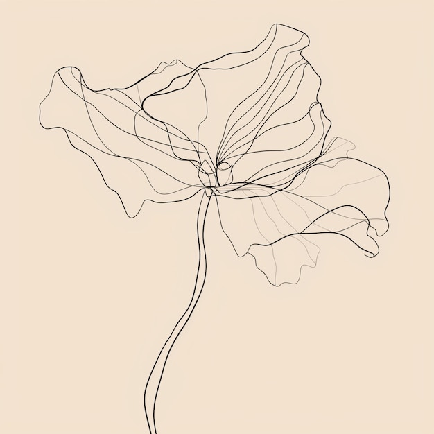 Photo botanical art hand drawn continuous line drawing of abstract flower vector illustration