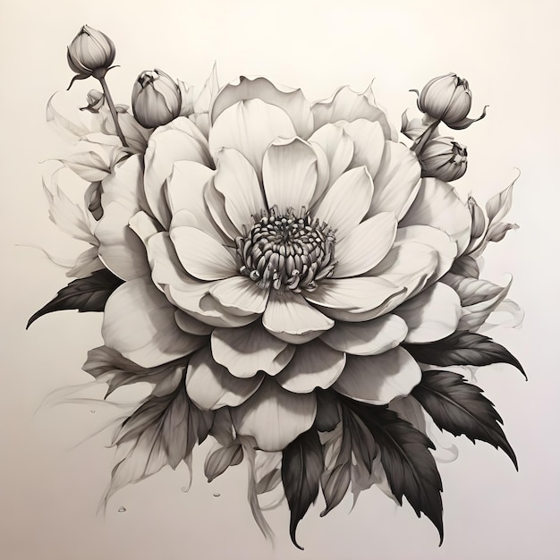 Photo botanical beauty captivating flower drawings