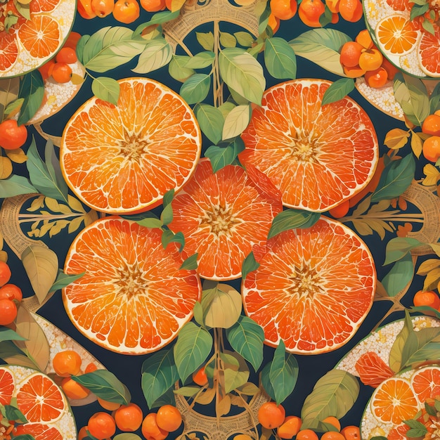 Botanical Bliss Seamless Orange Mosaic