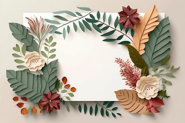 botanical element decoration with sheet of paper blank