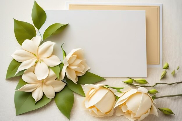 botanical element decoration with sheet of paper blank