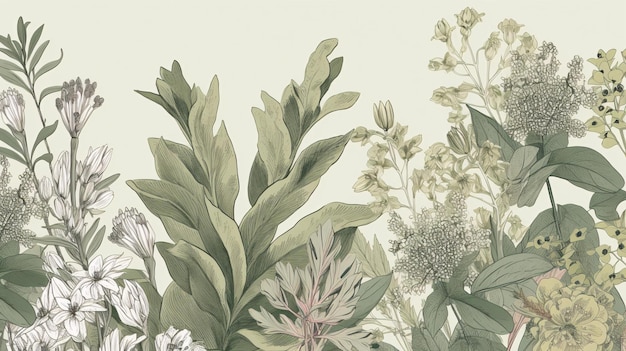 Botanical flower background generative ai