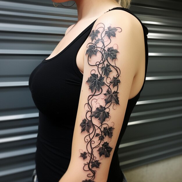 Botanical flowers tattoo on girl arm