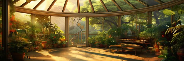 botanical garden room withvariety of indoor plants