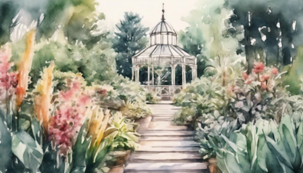 Botanical garden watercolor art