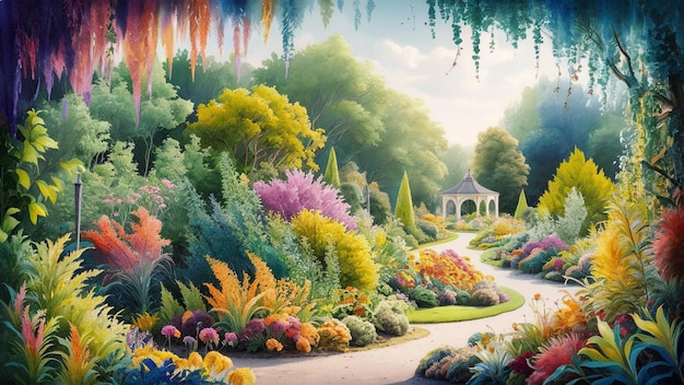 Botanical garden watercolor art