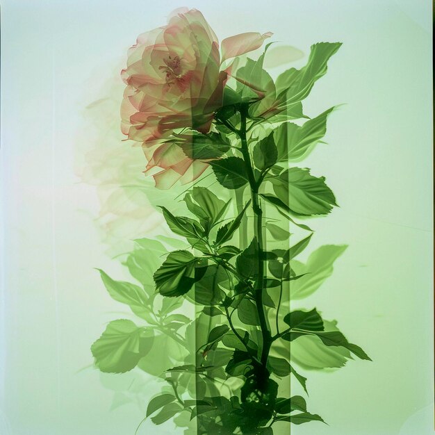 Photo botanical illustration with chromatography and double exposure generative ai