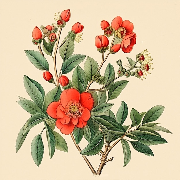 Botanical illustrations from the 18th century watercolor