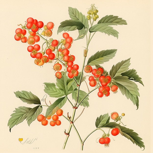 Botanical illustrations from the 18th century watercolor