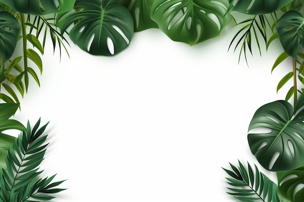 Botanical leafy copy space on a white background