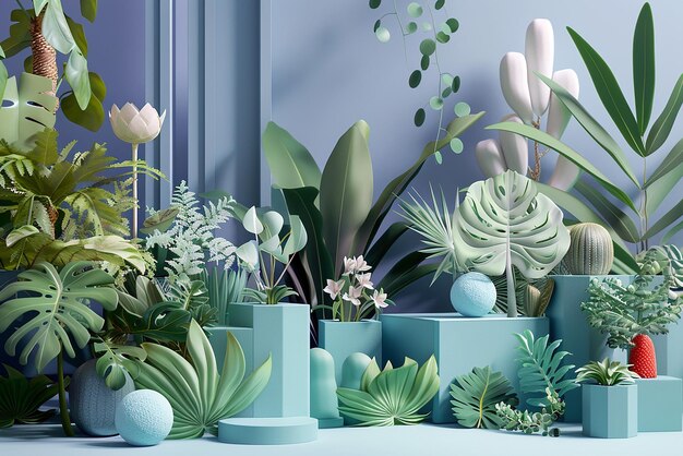 Botanical plantbased 3D illustrations organic aesthetics