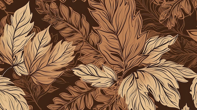 Botanical seamless pattern with vintage leaf illustration for textile design Generative AI