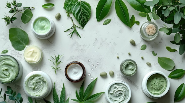 Botanical skincare products with natural ingredients display