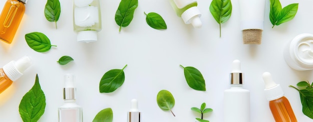 Botanical skincare products with natural ingredients display