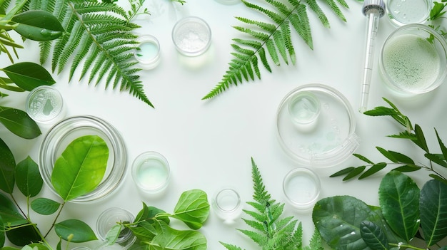 Botanical skincare products with natural ingredients display