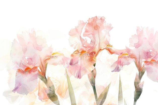 Botanical watercolor illustration Royal irises on a white background