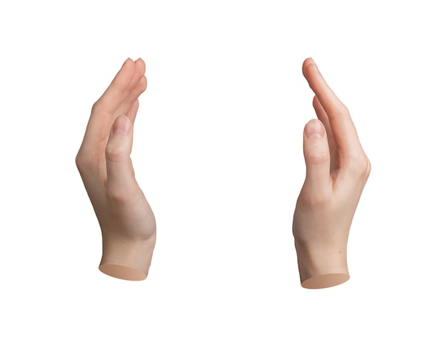 Both hands gesture sign holding space invisible isolated on white background