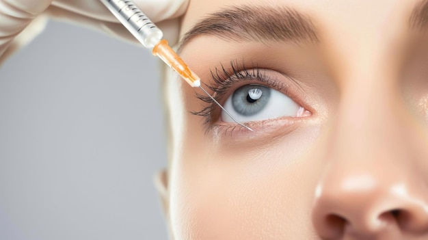 Botox injections neurotoxin botulinum into the skin Young women undergoing facial injections