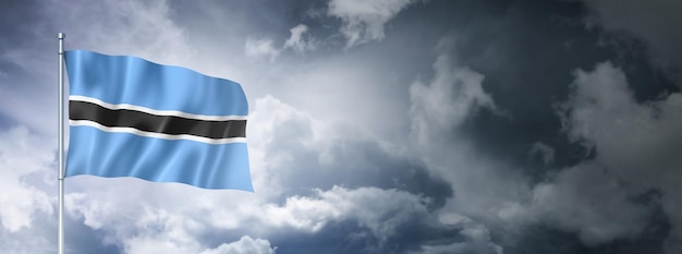 Botswana flag on a cloudy sky