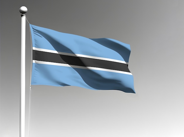 Botswana national flag waving on gray background