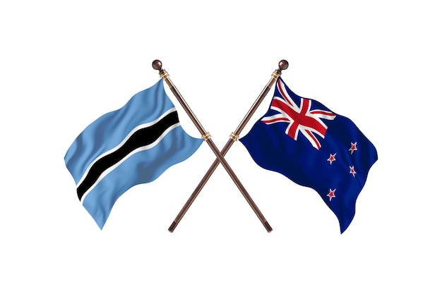 Botswana versus New Zealand Flags Background