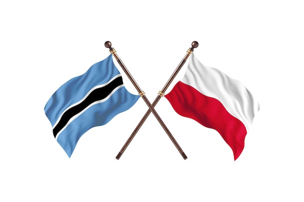 Botswana versus Poland Flags Background