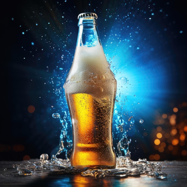 A bottle of beer on a blurred background