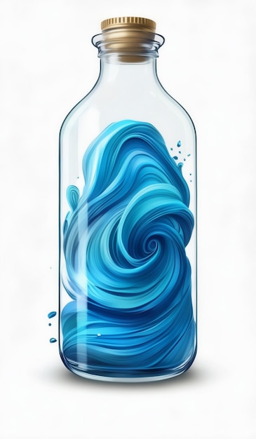 Photo a bottle of blue liquid with the words  blue  on the bottom