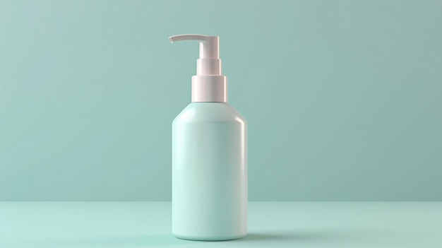 A bottle of body lotion on a green background mock up