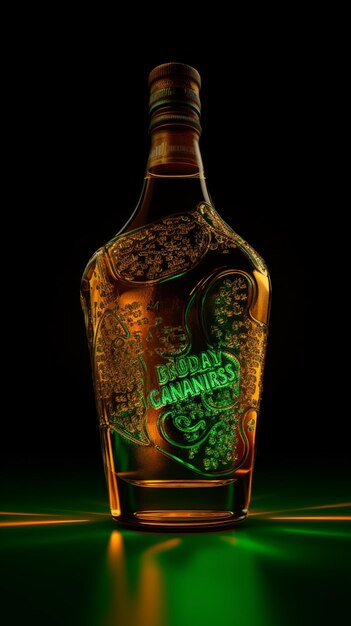 A bottle of brunen cannavines sits on a black background.