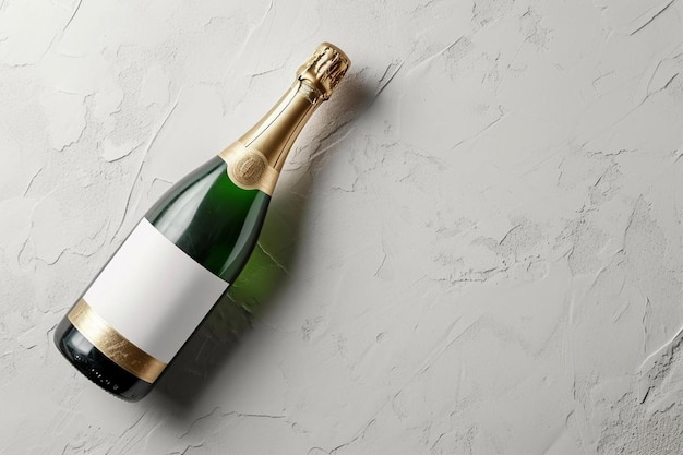 a bottle of champagne on a white surface