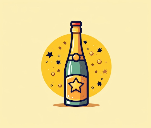 A bottle of champagne with a star on it