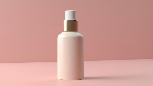 A bottle of cream with a gold cap on the top Beauty Product Mock Up