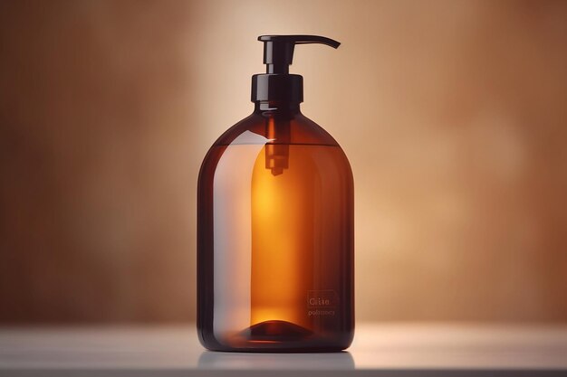 A bottle of gl soap sits on a table.