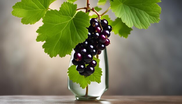 a bottle of grapes with a green leaf that says  grape