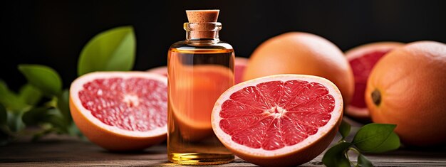 bottle jar with grapefruit essential oil extract