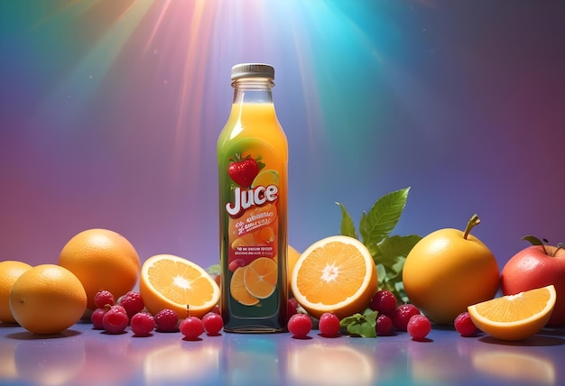 a bottle of juice next to a bottle of juice with berries and oranges