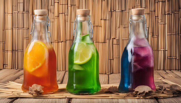 a bottle of juice with different colors of different colors