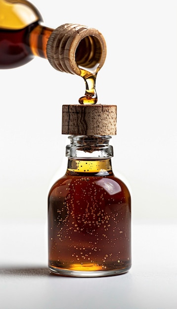 Photo a bottle of maple syrup sits on a table next to a bottle of maple syrup