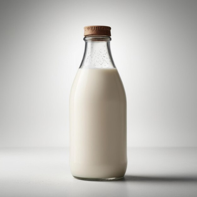 Photo a bottle of milk with a brown cap on it