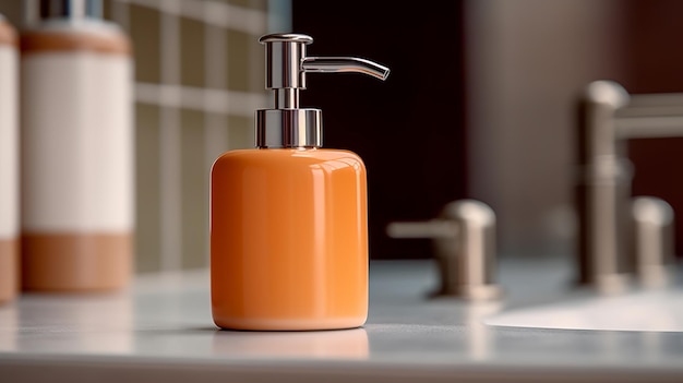 bottle mockup for bathing products in bathroom