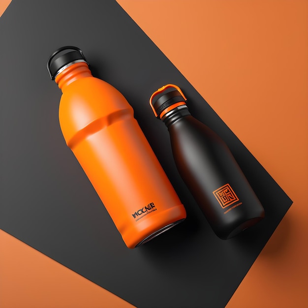 bottle mockup on black and orange background