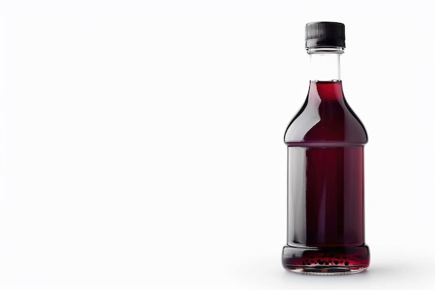 Photo a bottle of mulberry juice with a black cap isolated on a white background copyspace