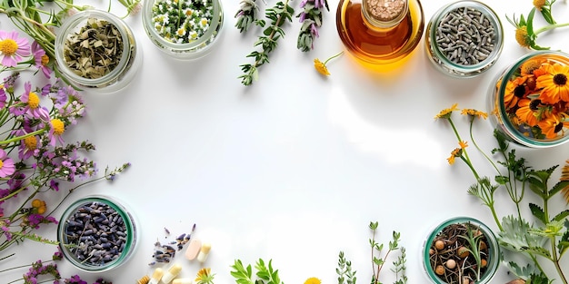 a bottle of olive oil sits on a table with other ingredients